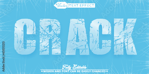 Transpaent Crack Glass Vector Editable Text Effect Template
