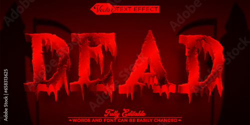 Red Horror Dead Vector Editable Text Effect Template photo