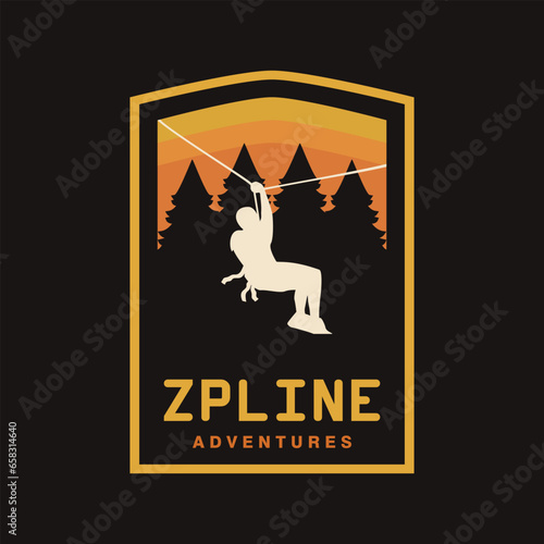 Extreme sports Zipline logo design vector illustration