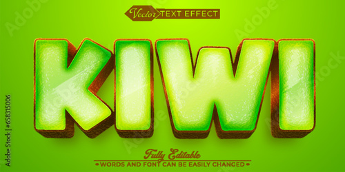 Cartoon Fruit Kiwi Vector Editable Text Effect Template