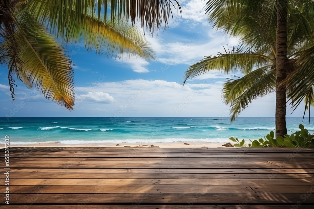 Reclaimed Wood Deck by the Beach. A Rustic Retreat. Generative AI Reclaimed Wood Deck by the Beach. A Rustic Retreat. Generative AI