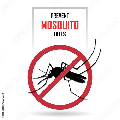 Prevent mosquito bites logo, dengue and malaria awareness sign, no fever, protect the body, medical and healthcare banner, help health sector to stop spreading infection, epidemic control