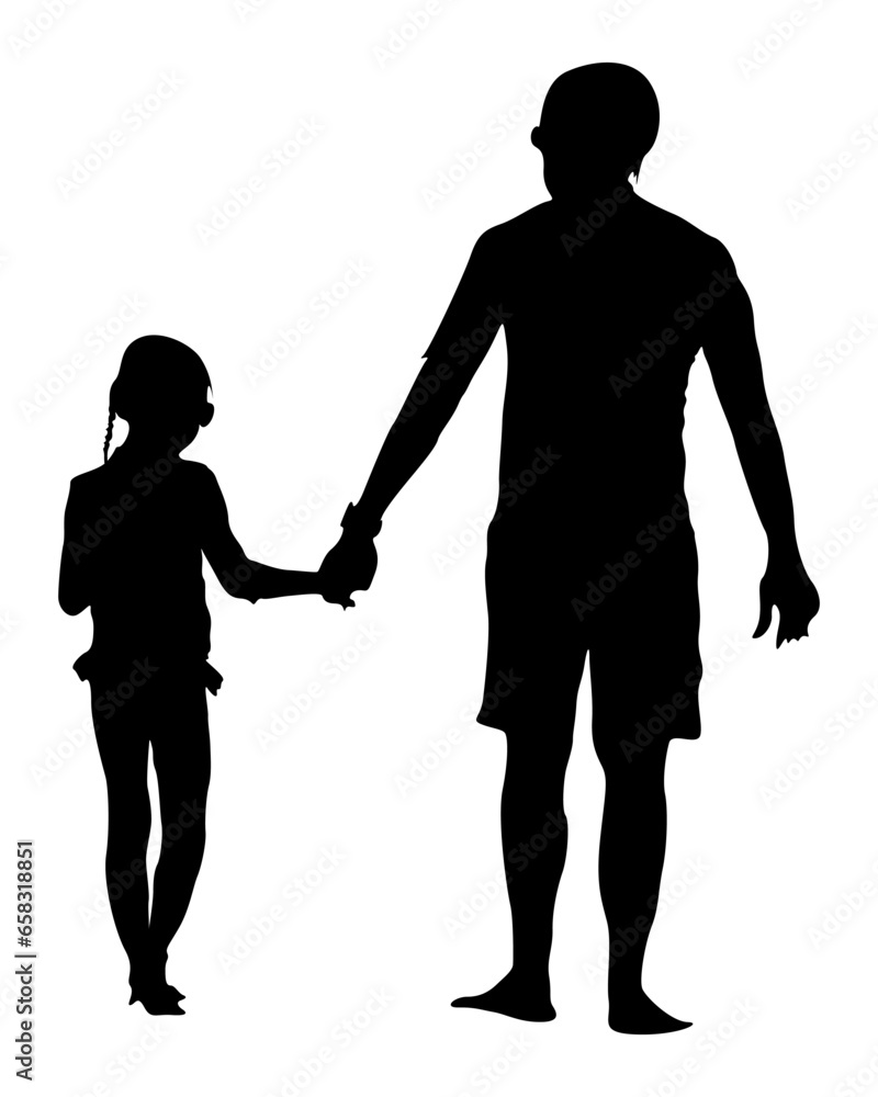 Father and Daughter Silhouette Vector Art