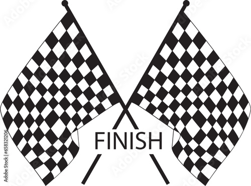 crossed racing flag and chekared flag vector illustration	
