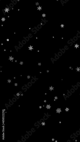 大粒の雪のイラストアニメーション(アルファチャンネル付き ループ素材 縦長)