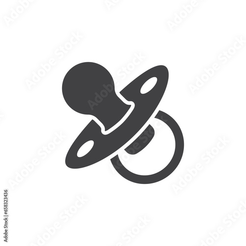 Baby pacifier icon in flat style. Nipple for newborn child vector illustration on isolated background. Soother sign business concept.