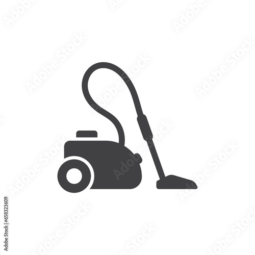 Vacuum cleaner icon in flat style. Equipment for house cleaning vector illustration on isolated background. Clean machine sign business concept.