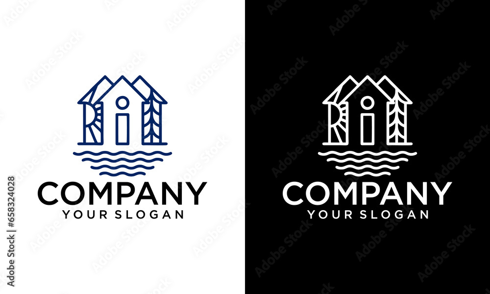 River House Logo Design Inspiration, Vector Illustration