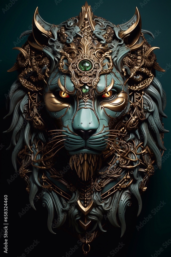 Portrait of a male lion in the Kruger National Park, South Africa design. Generative AI Portrait of a male lion in the Kruger National Park, South Africa design. Generative AI