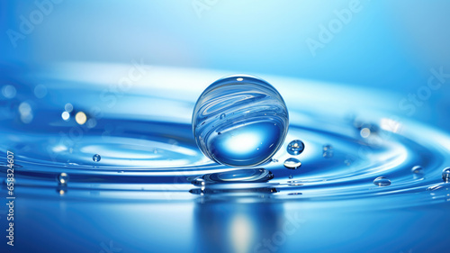 Crystal Clear Droplet on Blue Surface
