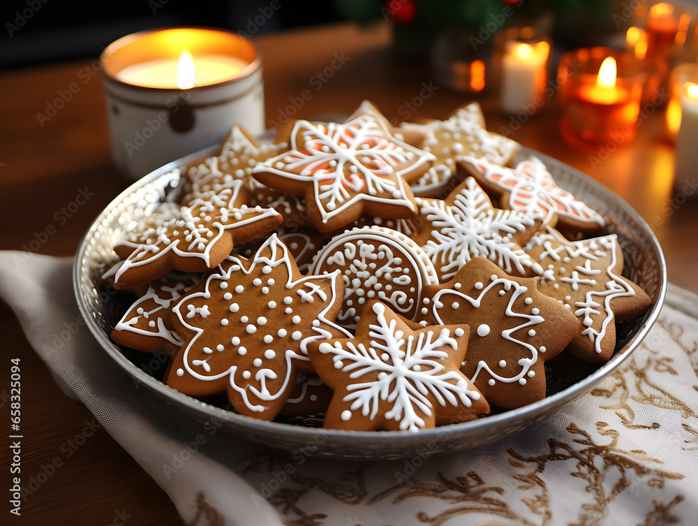 Festive Tray with Assorted Gingerbread Cookies