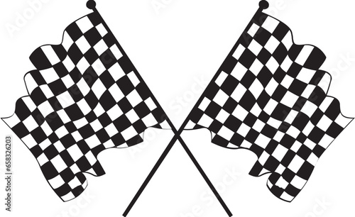 crossed racing flag and chekared flag vector illustration