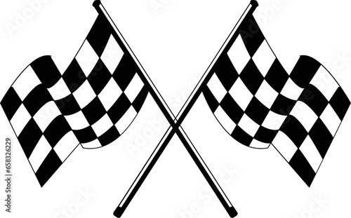 crossed racing flag and chekared flag vector illustration