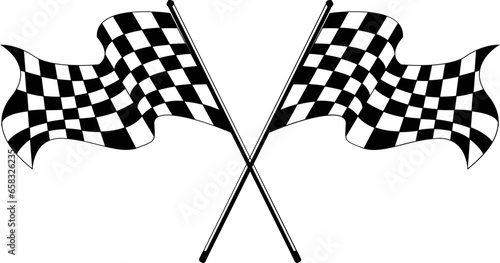 crossed racing flag and chekared flag vector illustration