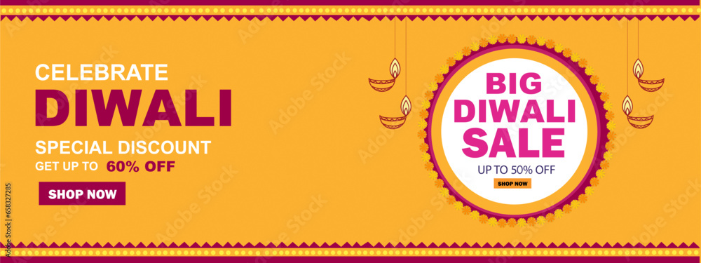Diwali Dhanteras biggest festival Sale promotional Sale banner template design 