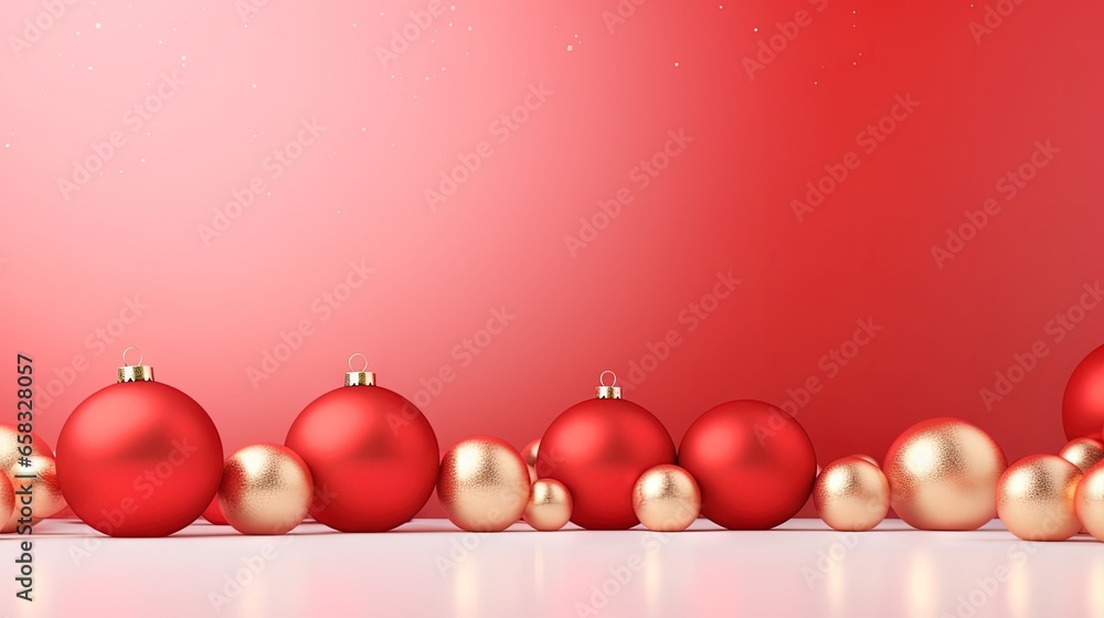 a row of red and gold ornaments on a red background. generative ai a row of red and gold ornaments on a red background. generative ai
