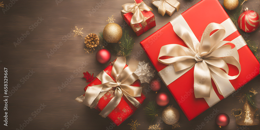 Happy Gift Box for Important Days on christmas day and happy new year. Christmas tree, Xmas eve, Boxing day, New year celebration, happy new year concept. AI Generative.
