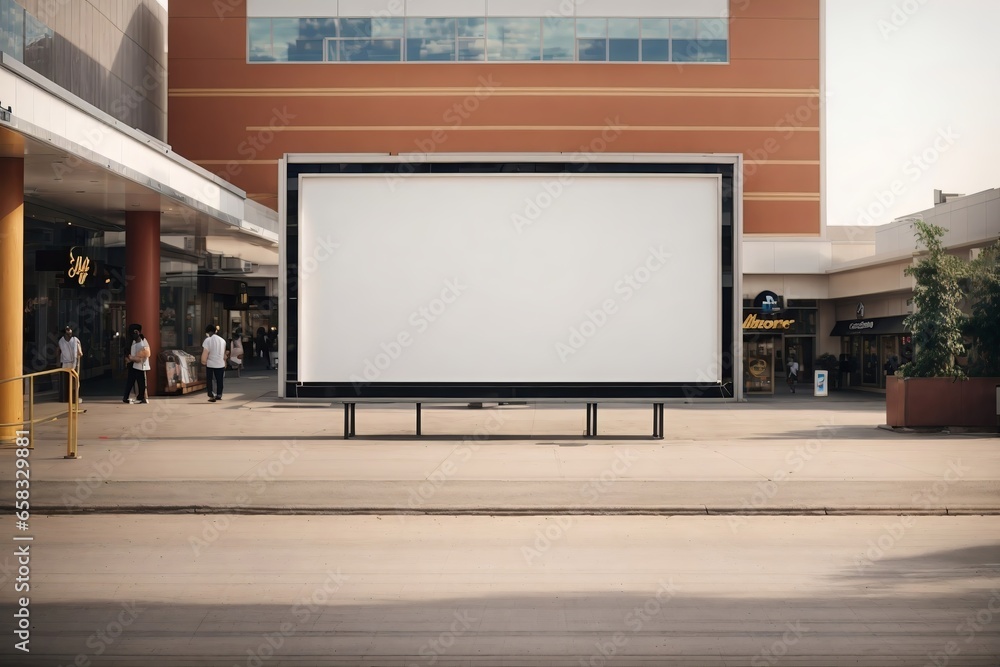 An empty billboard in front of a building