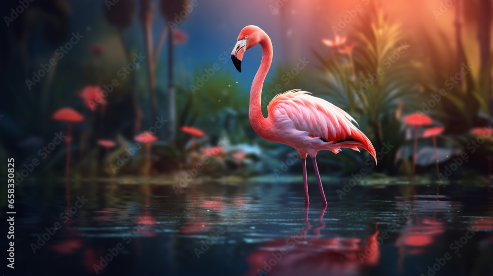 Fototapeta premium A bird on the lake UHD wallpaper Stock Photographic Image