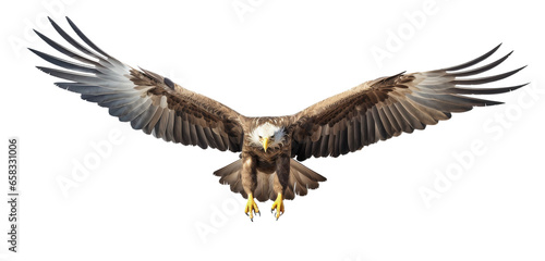 Eagle in flight. Eagle on a light, transparent background. PNG file. Generative AI © michalsen