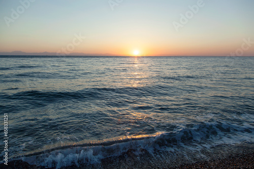 Kemer Resort Town Mediterranean Sunrise With Colorful Waves