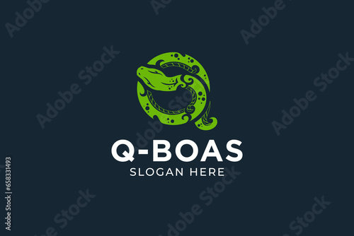 snake boa letter q modern logo vector design