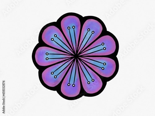 Purple and Blue Watercolor Flower