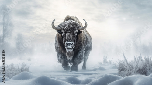 A striking scene of a bison UHD wallpaper Stock Photographic Image
