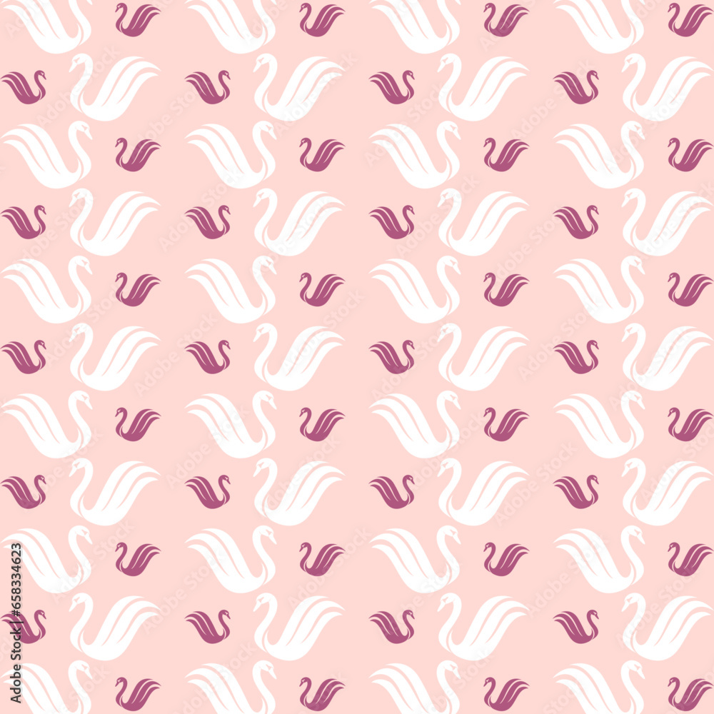 Swan seamless repeating pattern vector illustration background