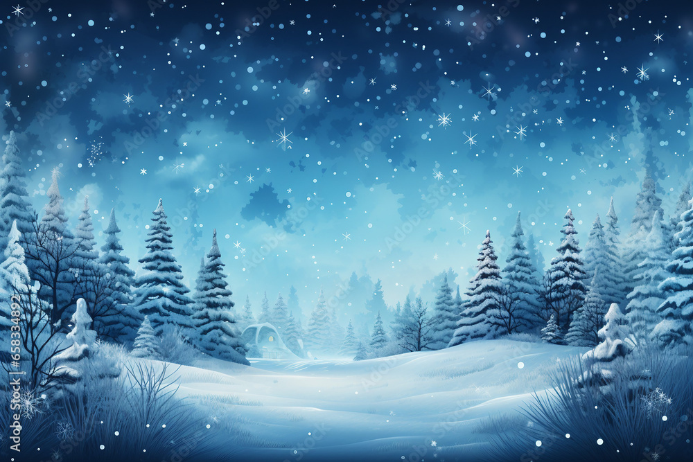 Festive Snowflakes and Winter Wonders, A Magical Blue Christmas Scene Festive Snowflakes and Winter Wonders, A Magical Blue Christmas Scene