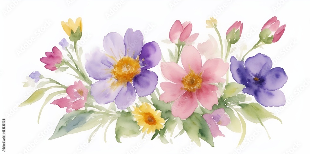 Spring meadow flowers. AI generated illustration Spring meadow flowers. AI generated illustration