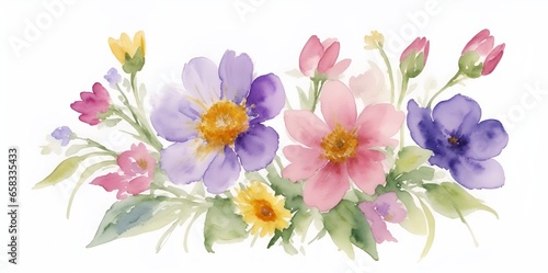 Spring meadow flowers. AI generated illustration