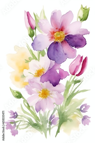 Spring meadow flowers. AI generated illustration