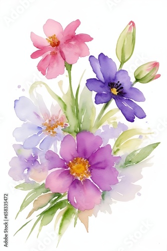 Spring meadow flowers. AI generated illustration