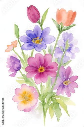 Spring meadow flowers. AI generated illustration © vector_master