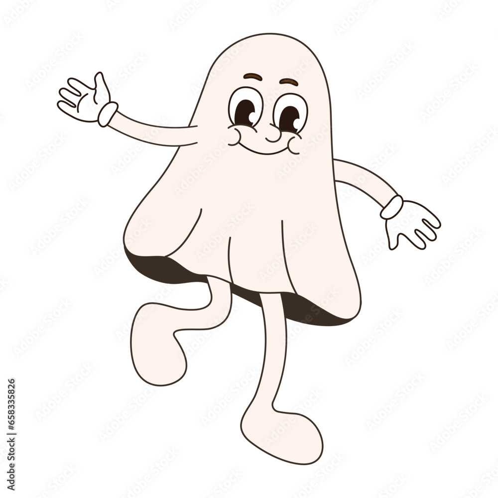 Obraz premium Cute ghost in retro style. Minimalistic character.