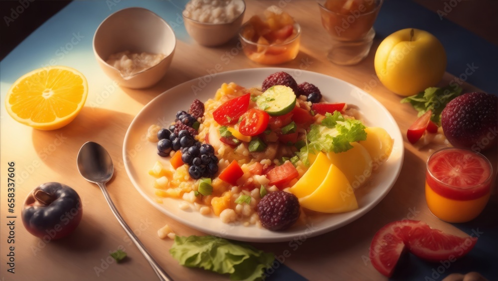 Healthy Breakfast with fruits and berries
Healthy Breakfast with fruits and berries