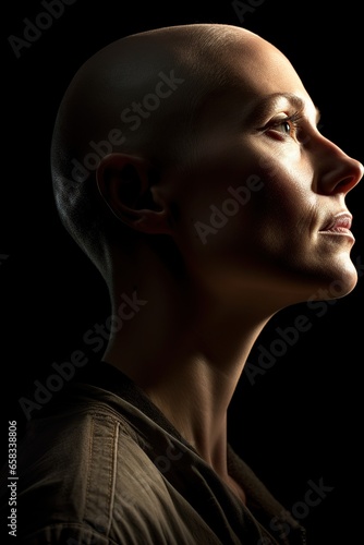 Capturing Resilience of Women's Courageous Battle Against Cancer Through the Lens , Pink october , Breast cancer illustration, The impact of chemotherapy induced hair loss, Generative Ai  photo