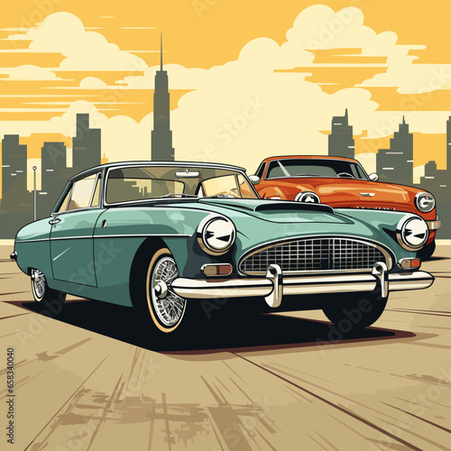 Vector of classic cars in retro style