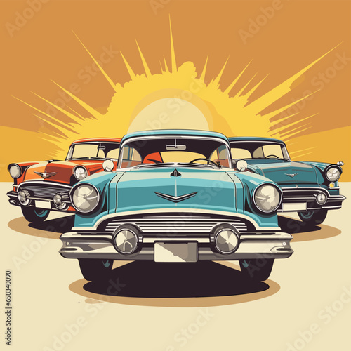 Vector of classic cars in retro style