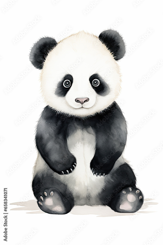 Portrait of a panda bear isolated on a white background watercolor style Portrait of a panda bear isolated on a white background watercolor style