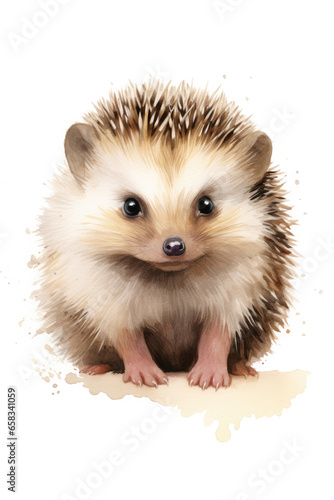 Cute hedgehog isolated on a white background in watercolor style © gridspot