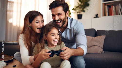 A family playing educational and interactive video games together, digital native, Gen Alpha