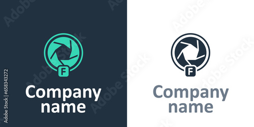 Logotype Camera shutter icon isolated on white background. Logo design template element. Vector