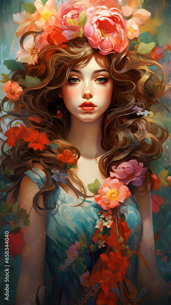 Whimsical art of beautiful girl Whimsical art of beautiful girl