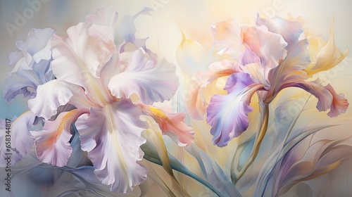  a painting of a flower with a pastel effect of pink and white flowers. generative ai