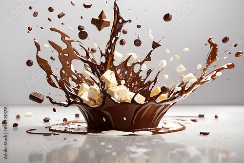 chocolate chunks and milk splash photo