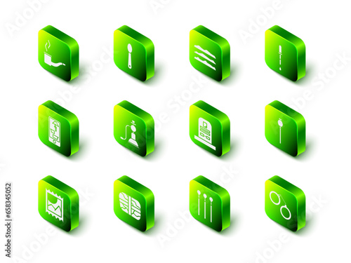 Set Heroin in a spoon, Cocaine or heroin drug, Pipette, Opium poppy, Handcuffs, Tombstone with RIP written, Matches and Package cocaine icon. Vector