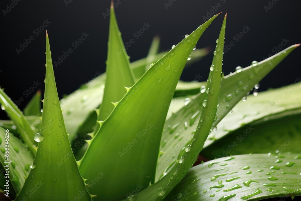 Fototapeta premium A detailed view of a plant with glistening water droplets. Perfect for showcasing the beauty of nature and the importance of water conservation.