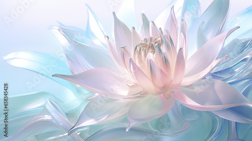  a large pink flower sitting on top of a blue water. generative ai
